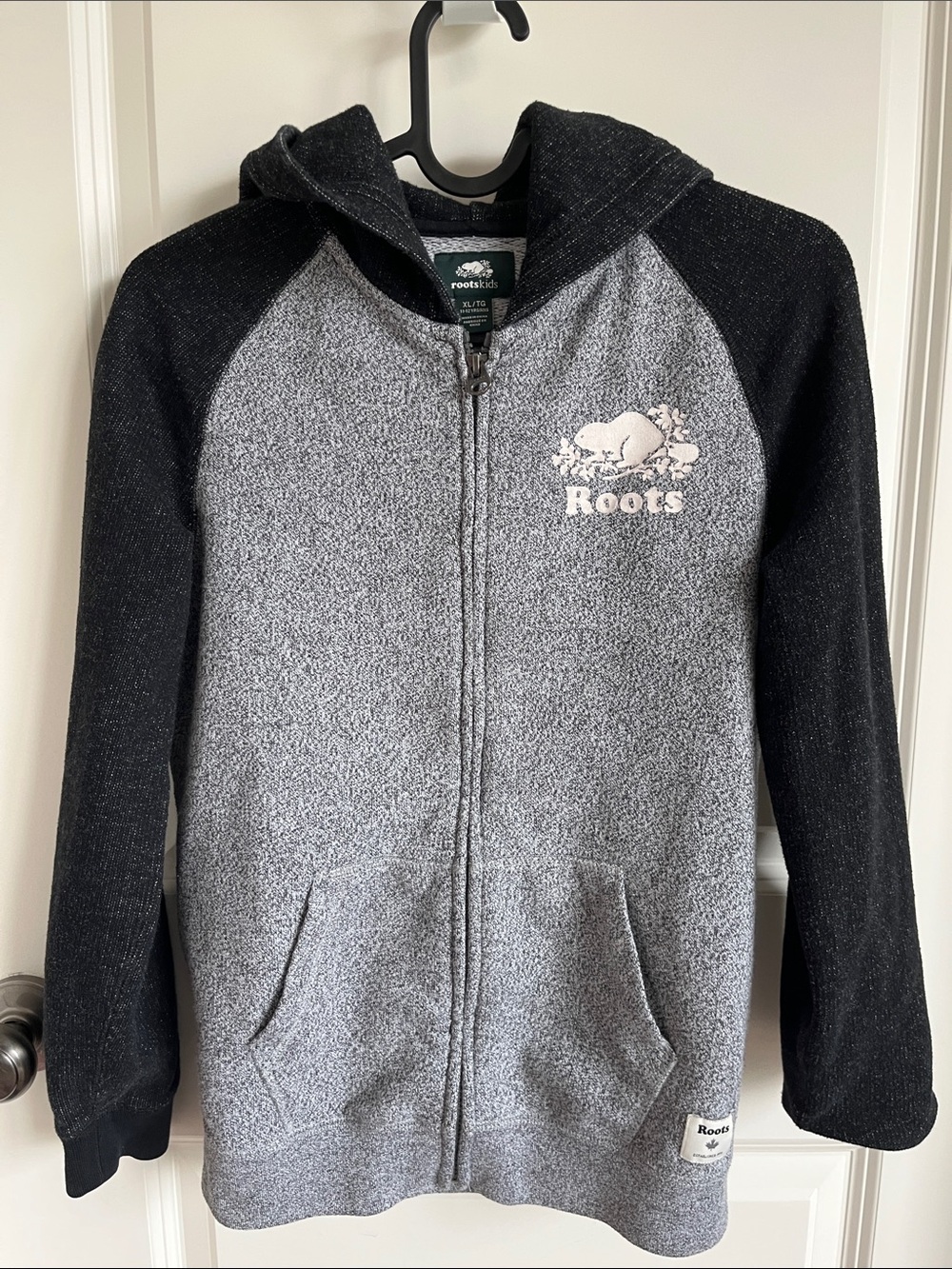 Roots Kids Black & Grey Full-Zip Hoodie